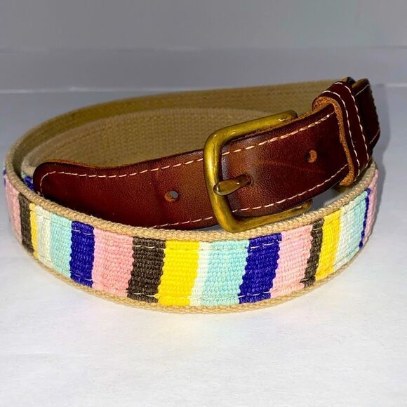 A Tail We Could Wag Cotton & Leather Belt, Handmade Size 40 - Picture 1 of 11